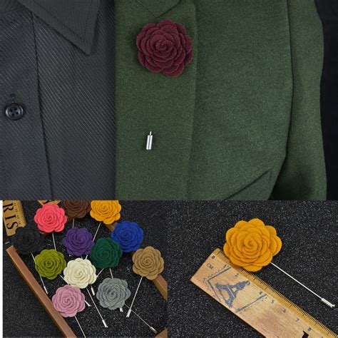 Men Flower Shape Lapel Handmade Wedding Suit Tuxedo Boutonniere Stick
