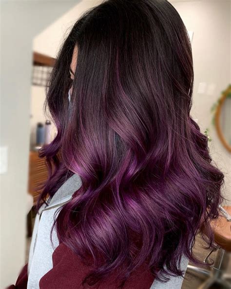 Black Tinted Purple Hair Fashion Style