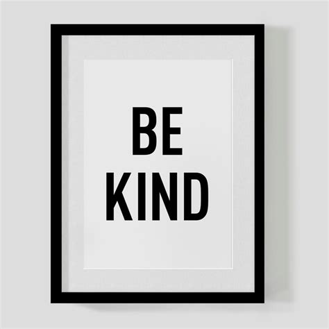 Be Kind Typographic Quote Poster Print Custom Personalised Etsy Uk