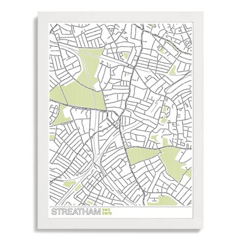 Streatham Type Map Giclée Art Print London Art Prints