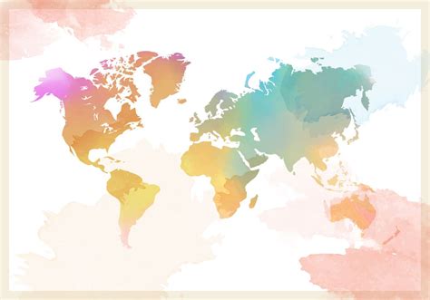 Watercolor World Map Vector Water Color World Map Map Canvas Print