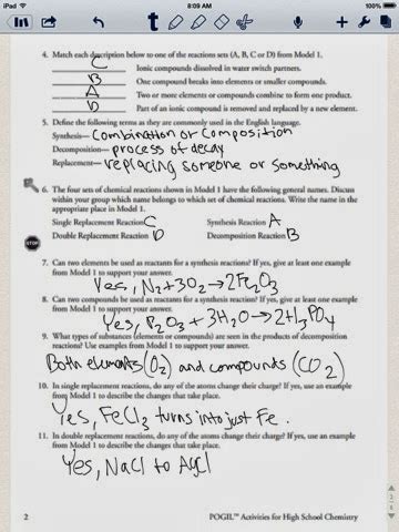 _ classification of matter worksheet homogeneous vs. Type Of Chemical Reactions Pogil Answers + My PDF ...