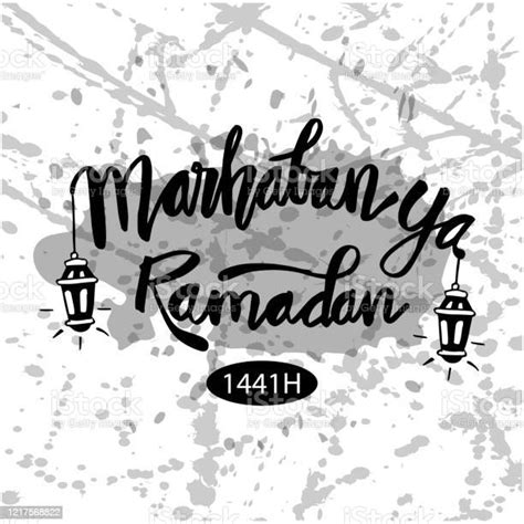 Marhaban Ya Ramadan Hand Lettering Calligraphy Stock Illustration