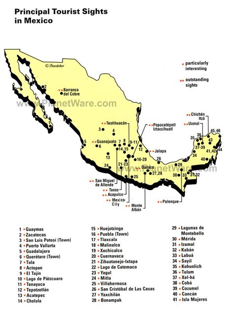 Map Of Mexico Principal Tourist Sights Planetware