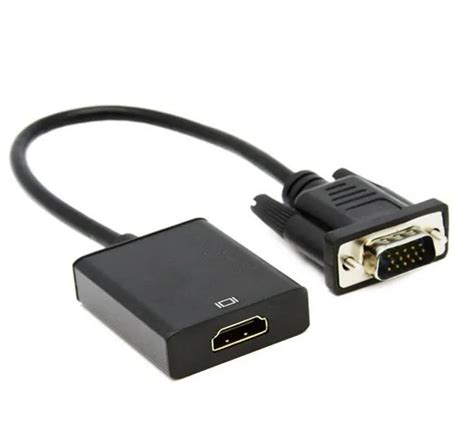 Black High Speed Vga Db15 Male To Hdmi Female Output Hd 1080p Adapter