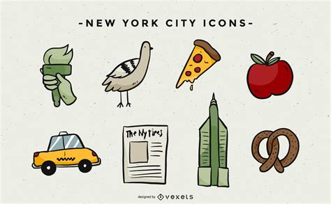 NYC Illustrated Icons Pack Vector Download