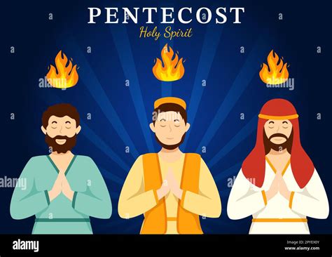 Ilustración Del Domingo De Pentecostés Con La Llama Y La Paloma Del Espíritu Santo En Católicos