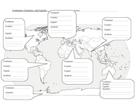 By printing out this quiz and taking it with pen and paper creates for a good. World+Map+with+Countries+Worksheet | Geography worksheets, Map worksheets, Worksheets free