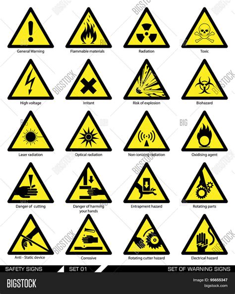 Set Of Safety Signs Caution Signs Collection Of Warning Signs Vector