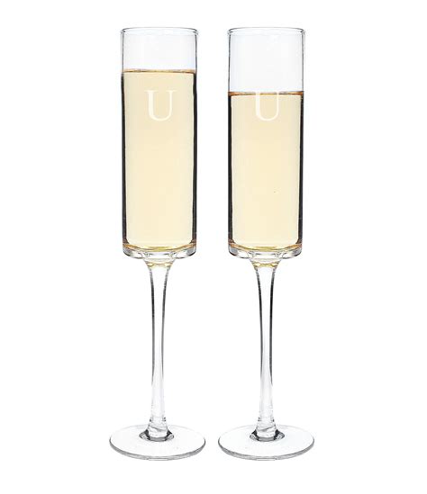Cathys Concepts Initial 8 Oz Contemporary Champagne Flute Set Of 2