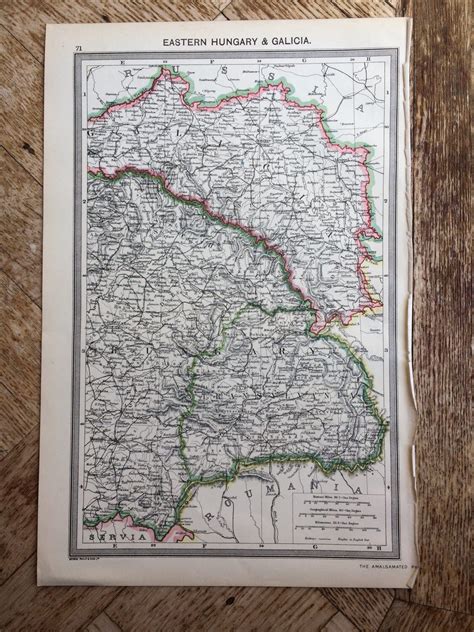Eastern Hungary And Galicia Original Antique Map X Inches