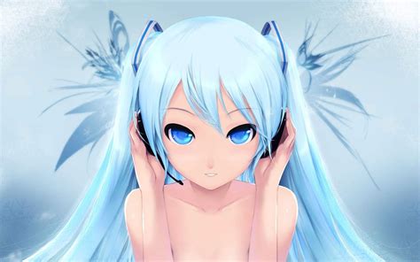 1680x1050 1680x1050 Anime Girl Hair Blue Headphones Wallpaper  Coolwallpapers Me