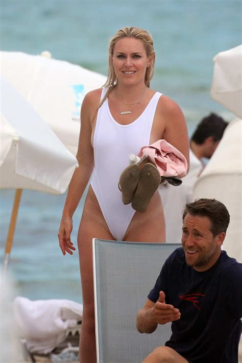 Lindsey Vonn Sports A White One Piece Swimsuit As She Hits The Beach