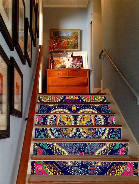 3d indian pattern decoration adhesive vinyl stair riser panels stairs risers sticker mural photo