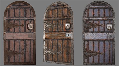 Artstation Medieval Castle Door Pack Dungeon Door Pbr 4k Low Poly