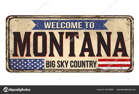 Illustration Sign Text Welcome Montana Big Sky Country White