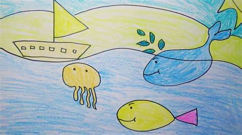 How to draw sea life animals. Easy Drawing for Kids - Cartoon Sea Life Creatures - YouTube