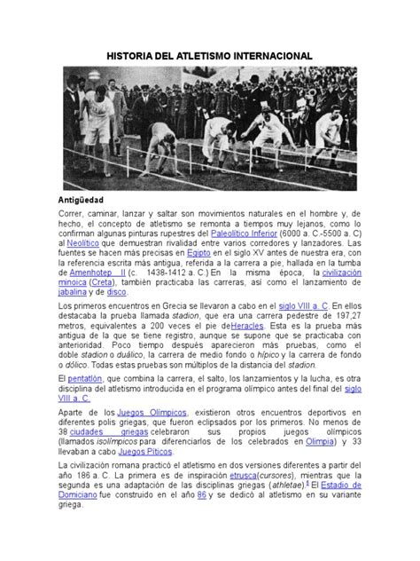 Historia Del Atletismo Internacional Y Nacional Deportes Atletismo