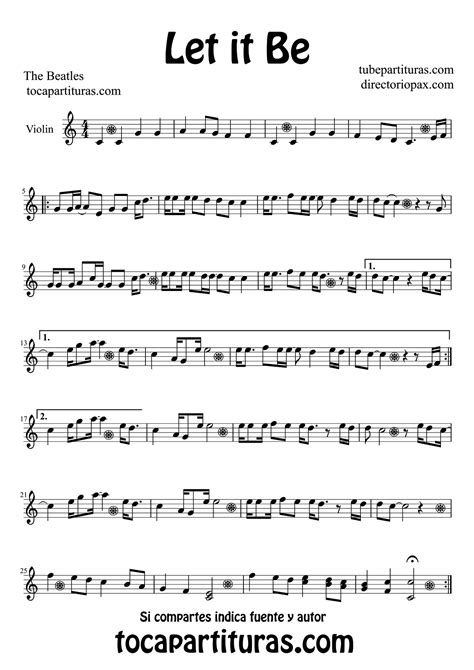 Partituras De Violin Let It Be Beatles