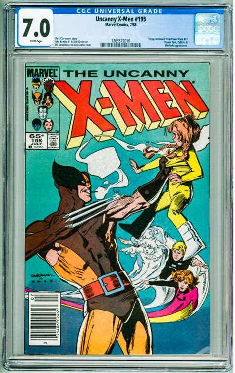 The Uncanny X Men 195 1985 Cgc 70 White Pages Comic Books