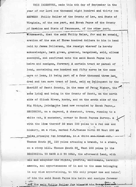 Enoch Payne and Philip Roller Deed - 1832 Scott Co., Va