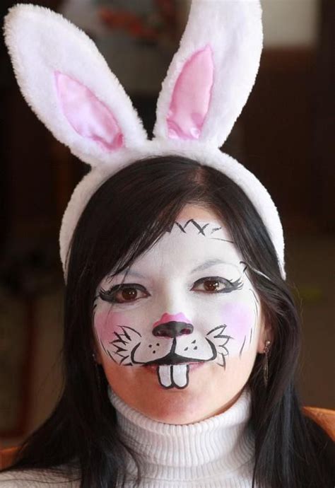 I'm using starblends pink and white using a lollipop applicator. Rabbit Face Makeup | Face Painting yourself is not as easy ...