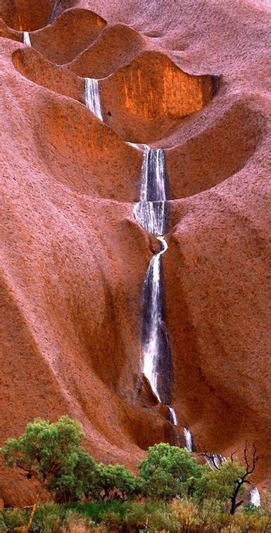 Uluru Waterfalls Waterfall Amazing Nature Australia