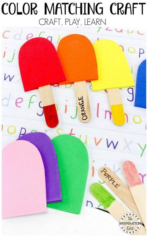 Color Matching Popsicle Stick Crafts For Kids Preschool Color Crafts