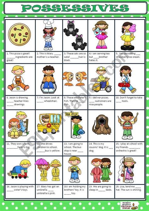 Possessive Determiners Key Esl Worksheet By Macomabi