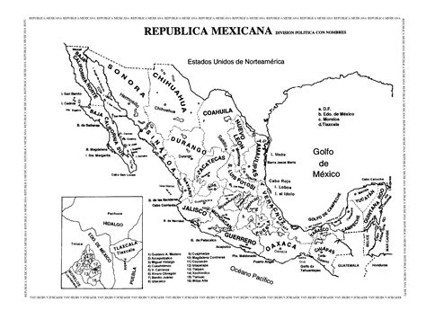 Mapa de la República Mexicana con nombres Republica Mexicana