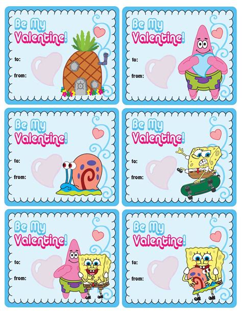 Spongebob Valentines Day Cards Printable