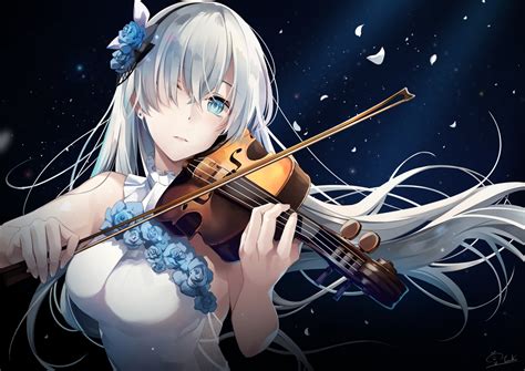 Sfondi Anime Girls Strumento Musicale I Capelli In Fronte Violino
