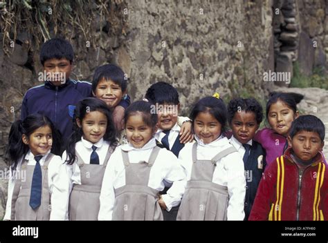 South America Peru Smiling Peruvian School Children Stock Photo Alamy