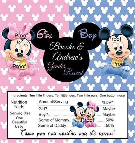 15 Gender Reveal Mickey And Minnie Mouse Candy Bar Wrappers Etsy In