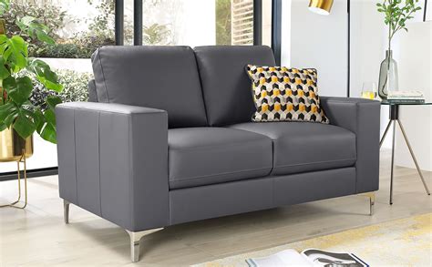Baltimore Grey Leather 2 Seater Sofa Furniture Choice
