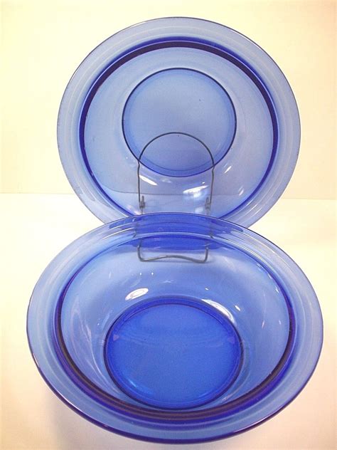 Vintage Hazel Atlas Moderntone Cobalt Blue Depression Glass Bowl