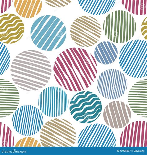 Lined Circles Seamless Pattern Stock Vector Illustration Of