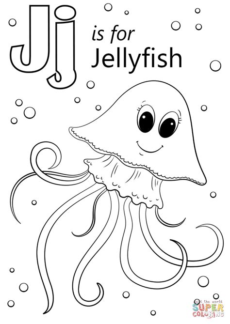 Letter J is for Jellyfish  Super Coloring  Abc coloring pages, Abc