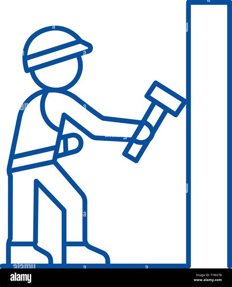Arbeitnehmer Builder Mit Hammer Symbol Leitung Konzept Arbeitnehmer