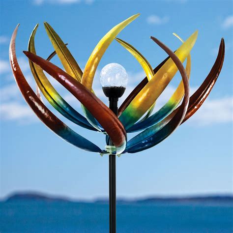 Solar Multi Color Tulip Wind Spinner Wind Turbine Wind Chimes Garden