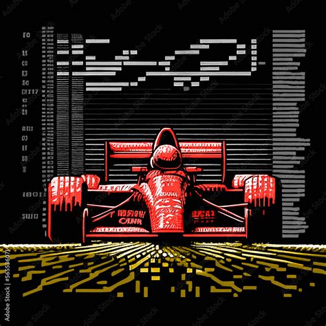 Line Art Ascii Pixelated Race Car Generative Ai Stock Illustration