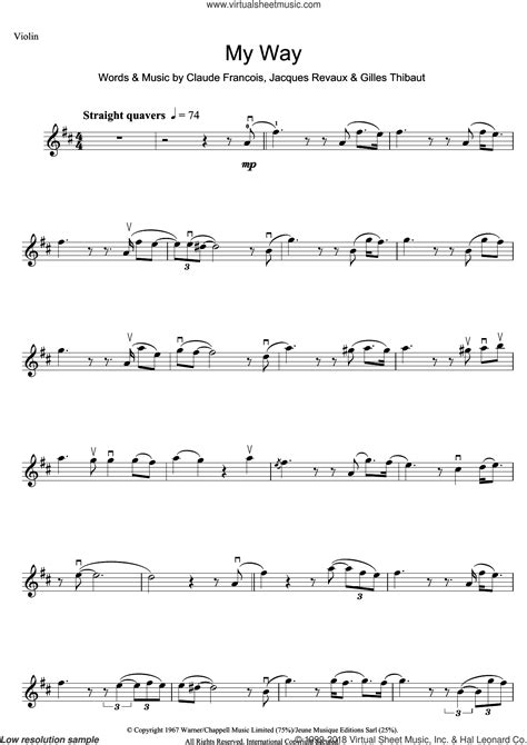 My way started life as a rather gloomy number called comme d'habitude (as usual) by french singer claude francois. Sinatra - My Way sheet music for violin solo PDF v2