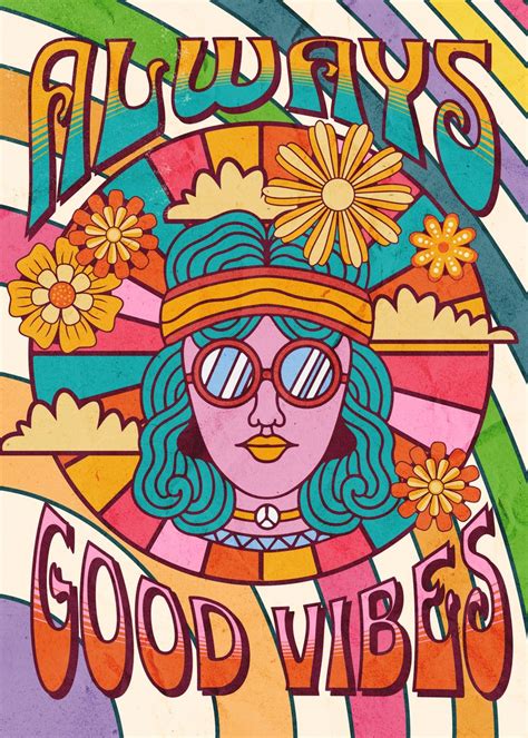 Always Good Vibes Hippie Poster Picture Metal Print Paint By Du
