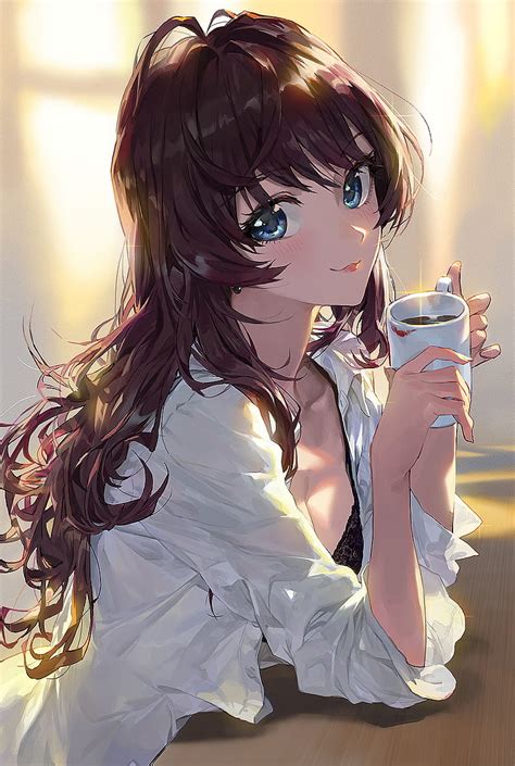 X Px P Descarga Gratis Anime Chicas Anime Copa Ojos Azules Pelo Largo Morena