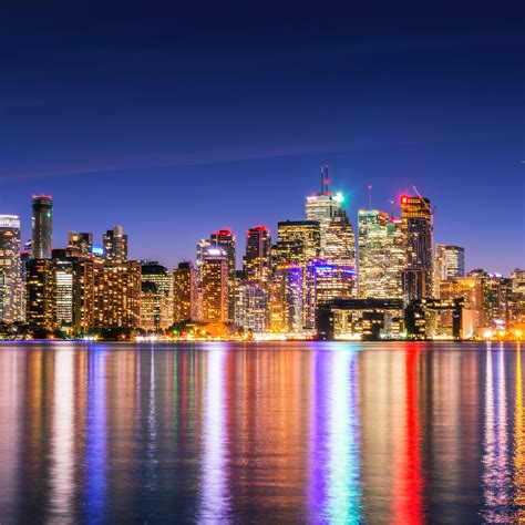 Toronto Skyline 4k Wallpaper Skyscrapers Canada Cityscape Night