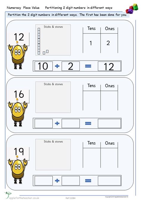 Partitioning 2 Digit Numbers In Different Ways Worksheet