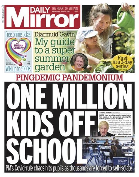 Daily Mirror Front Page 21st Of July 2021 Tomorrow S Papers Today