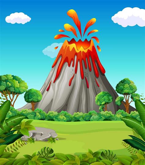 Nature Scene Of Volcano Eruption 8657976 Vector Art At Vecteezy