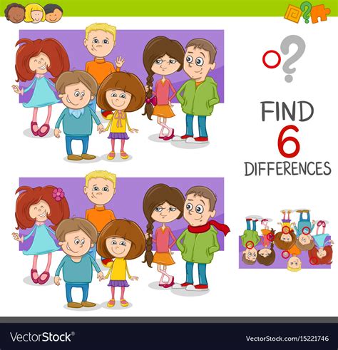 Spot Differences Game With Kids Royalty Free Vector Image