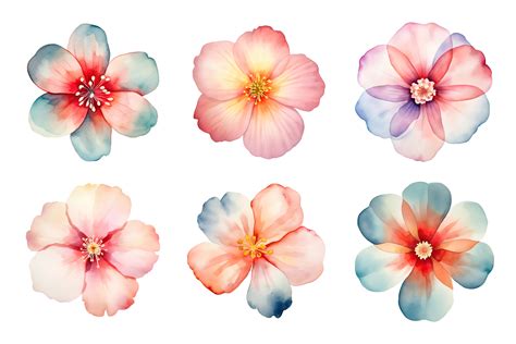 Watercolor flowers set. Hand-painted flower illustrations bundle